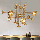 Axyaa Gold Trumpet Pendant Chandeliers - Modern Retro Horn Floor Light