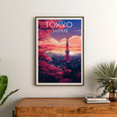 Axyaa Tokyo Tower Half Dome Canvas Wall Art for Home Decor and Modern Living Rooms