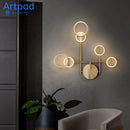 Axyaa Nordic Luxury LED Wall Lamp for Bedroom, Black/Gold Iron, Creative Sconce