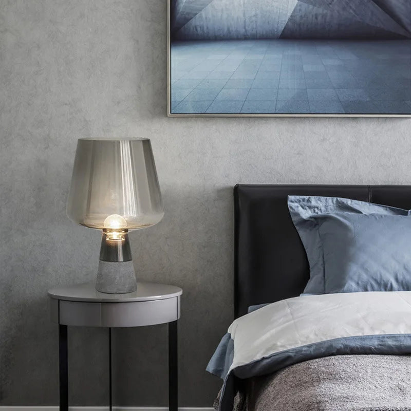Axyaa Cement Industrial Table Lamp for Modern Bedroom Living Room Decor