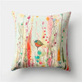 Axyaa Multicolor Bird Floral Landscape Polyester Throw Pillow Cover 45X45CM