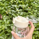 Axyaa Pink Bow Water Bottle: Reusable PC Cup with Lid, Portable & Durable