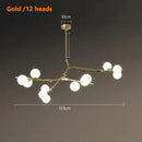 Axyaa Black Gold Glass Ball LED Chandelier for Living & Dining Room