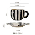 Axyaa Striped Ceramic Coffee Cup and Saucer Set - Exquisite Afternoon Tea Mug