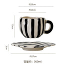 Axyaa Striped Ceramic Coffee Cup and Saucer Set - Exquisite Afternoon Tea Mug