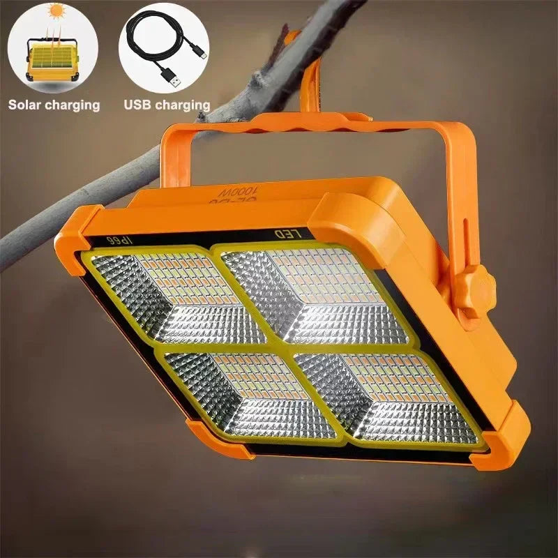 Axyaa Solar Flood Light: Rechargeable LED Spotlight Projector for Outdoor Construction