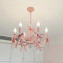 Axyaa Pink Chandelier Bow Pendant Lights for Romantic Home Decor