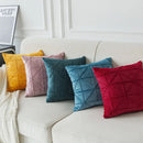 Axyaa Checkered Grid Velvet Throw Pillow Cover Red pilllowcase