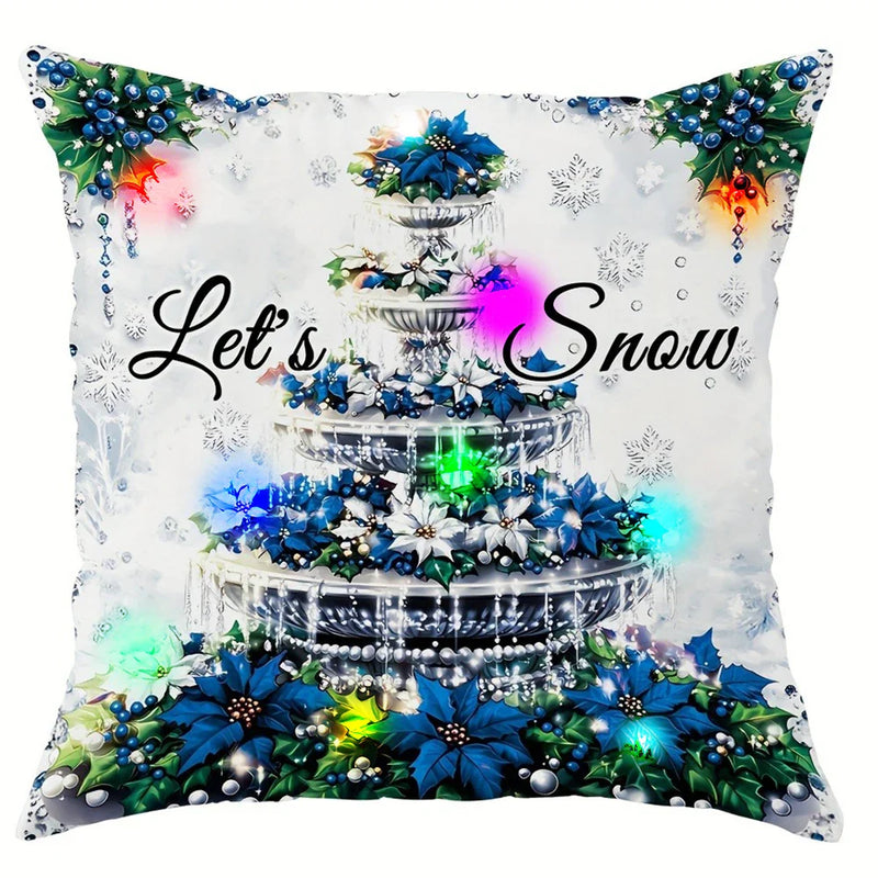 Axyaa LED Christmas Pillowcase with Santa Claus Snowman Garland Pattern