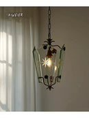 Axyaa French Glass Pendant Light: Vintage Copper, Ideal for Bedroom, Study, Dining Room