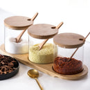 Axyaa Glass Spice Jars Set with Bamboo Lid and Spoon