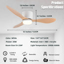 Axyaa Modern Ceiling Fan with Remote Control LED 20W 42/52 Inch White/Black/Wood Chandelier Fan