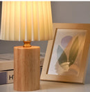 Axyaa Solid Wood Pleated Table Lamp for Bedroom Night Light