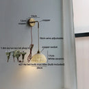 Axyaa Ceramic Vintage LED Wall Light Round Lampshade Design Pull Chain