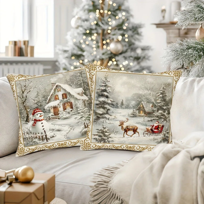 Axyaa Christmas Winter Pillowcase Set