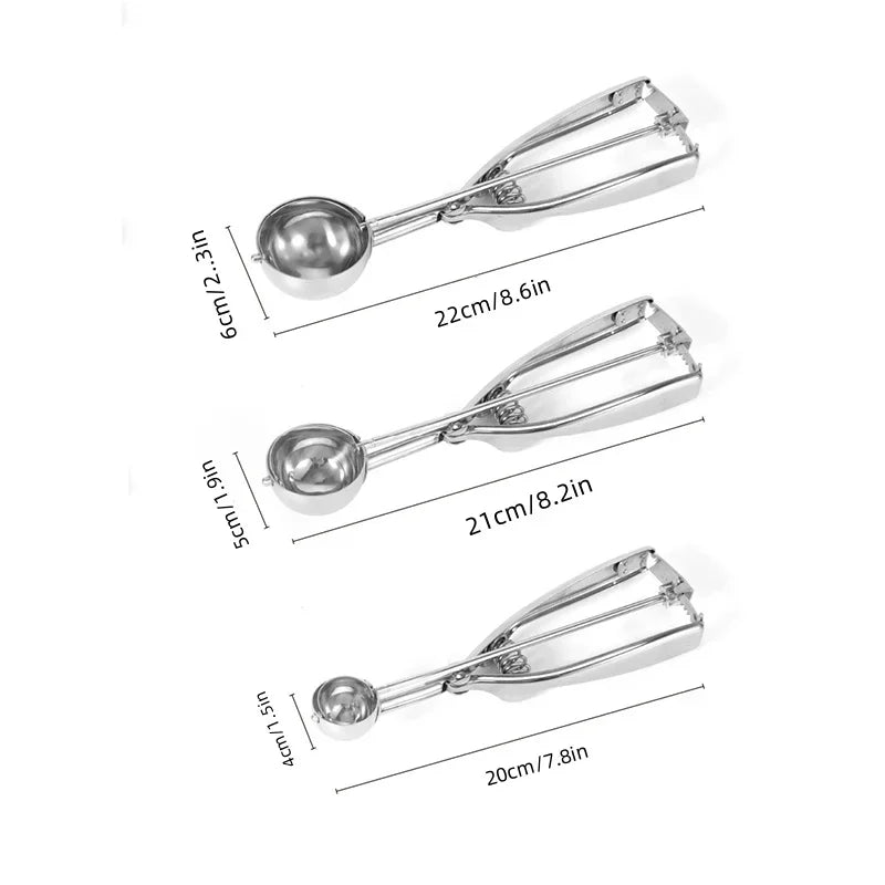 Axyaa Stainless Steel Ice Cream Spoon with Spring Handle and Watermelon Ball Spoon