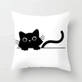 Axyaa Decorative Pillow Cover 45x45cm Polyester Square Black Cat Skull Design
