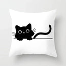 Axyaa Decorative Pillow Cover 45x45cm Polyester Square Black Cat Skull Design