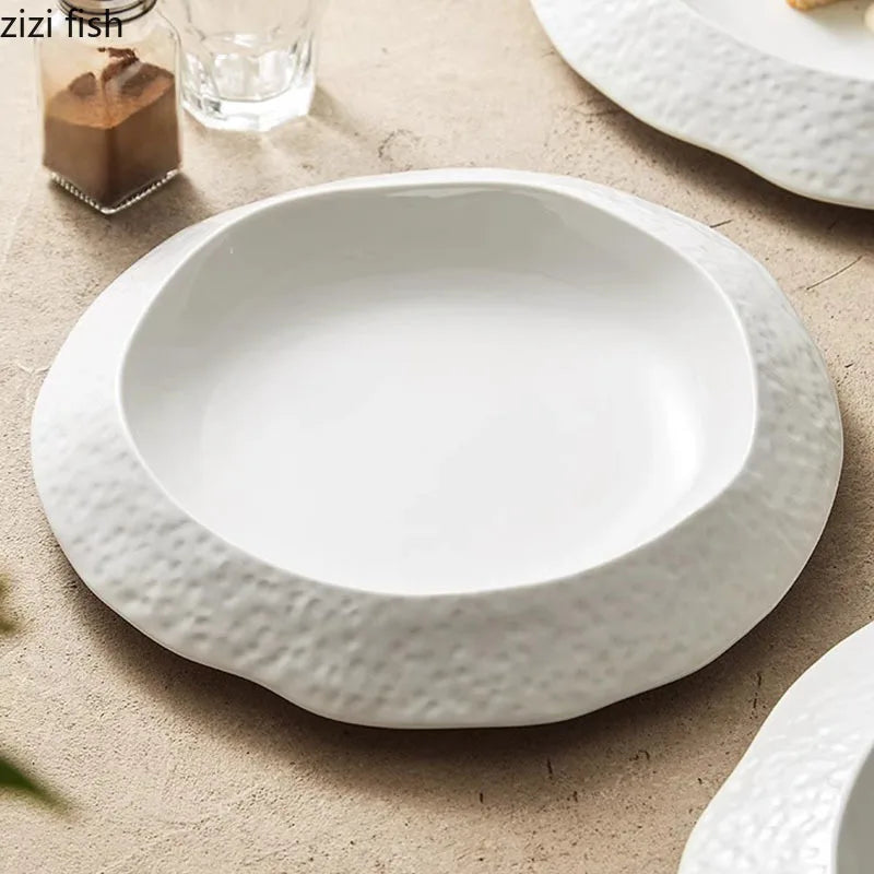 Axya Rock Texture Ceramic Deep Plate for Molecular Food Dining Experience