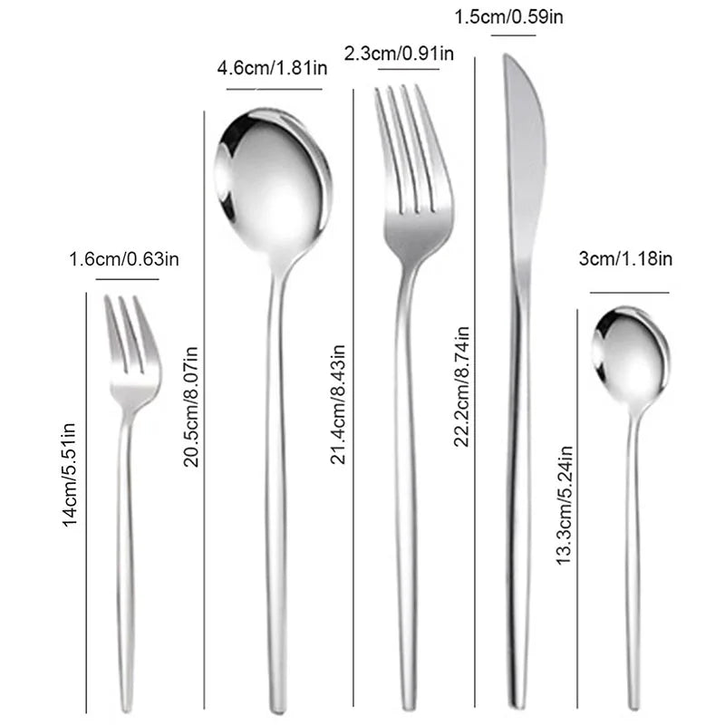 Axyaa 6/30pc Stainless Steel Western Cutlery Set Steak Knife Fork Spoon Coffee Dessert Fork