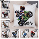 Axyaa Extreme Sports Motorcycle Pattern Cushion - Cartoon Design for Home & Car