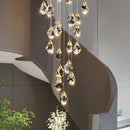 Axyaa Nordic Crystal Cube Chandelier: LED Light for Home, Staircase, Living Room