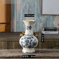 Axyaa Blue and White Ceramic Vase - American Retro Living Room Decor
