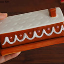 Axya Hand-Painted Ceramic Butter Dish with Lid, Creative Cheese Plate for Storage