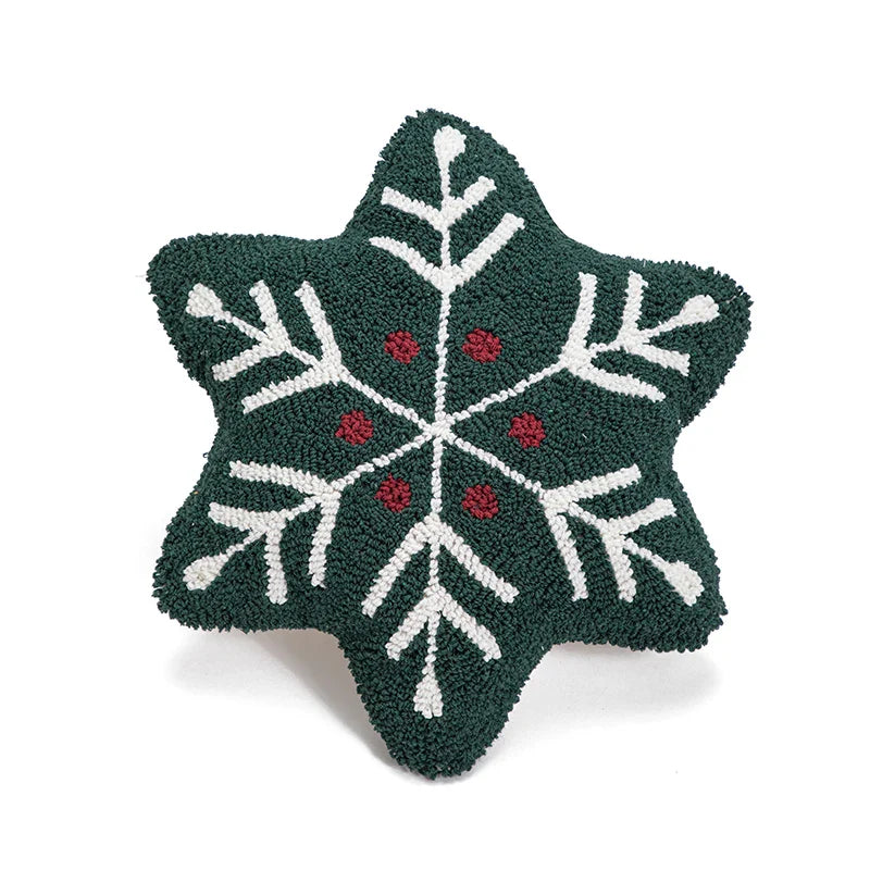Axyaa Christmas Cushion Cover with Candy Cane Pattern & Tassels
