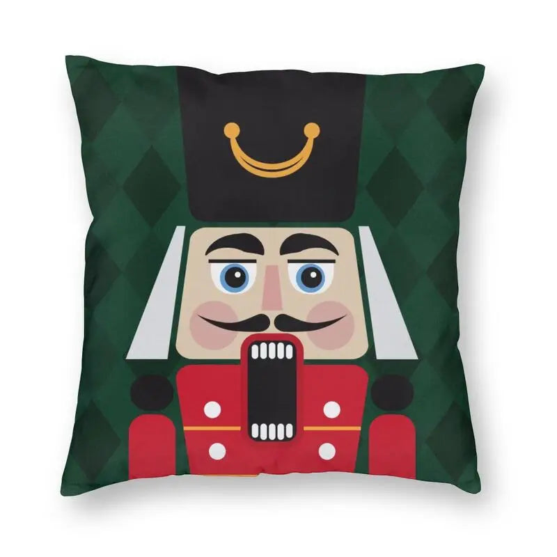 Nutcracker Doll Cushion Cover - Axyaa Square Throw Pillow for Christmas Home Decor