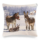 Axyaa Donkey Print Cushion Cover 45x45cm Cute Animals Linen Pillowcase for Home Decor