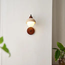 Axyaa Yellow Travertine Stone LED Wall Sconce White Glass Bathroom Light