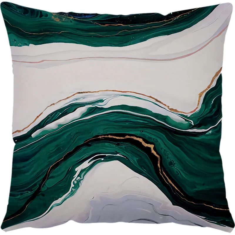 Luxurious Green Marble Texture Pillowcase Set for Home Decoration by Axyaa