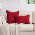 Lumbar Corduroy Boho Cushion Cover with Pom Pom Detail by Axyaa