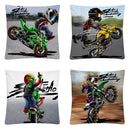 Axyaa Stunt Motorcycle Cartoon Soft Plush Cushion Cover Pillow Case