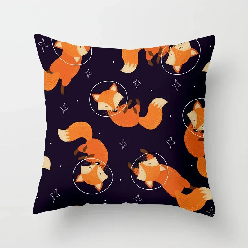 Axyaa Cartoon Animal Cushion Cover 45*45 Sofa Pillowcase Decorative Throw Pillow