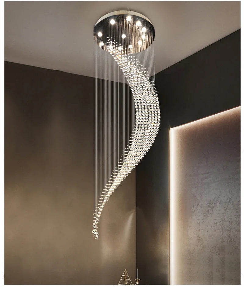 Axyaa Spiral Ladder LED Chandelier - Modern Design for Dining Room, Staircase & Foyer