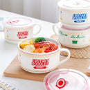 Axyaa Ceramic Ramen Bowl with Lid, Large Capacity Soup Bowl for Kitchen and Camping