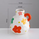Axyaa Ceramic Flower Vase with Handle - Home Decor Plant Pot