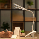 Axyaa Dual-head Clip-On Desk Lamp with Touch Control, Dimmable Light, Phone Holder