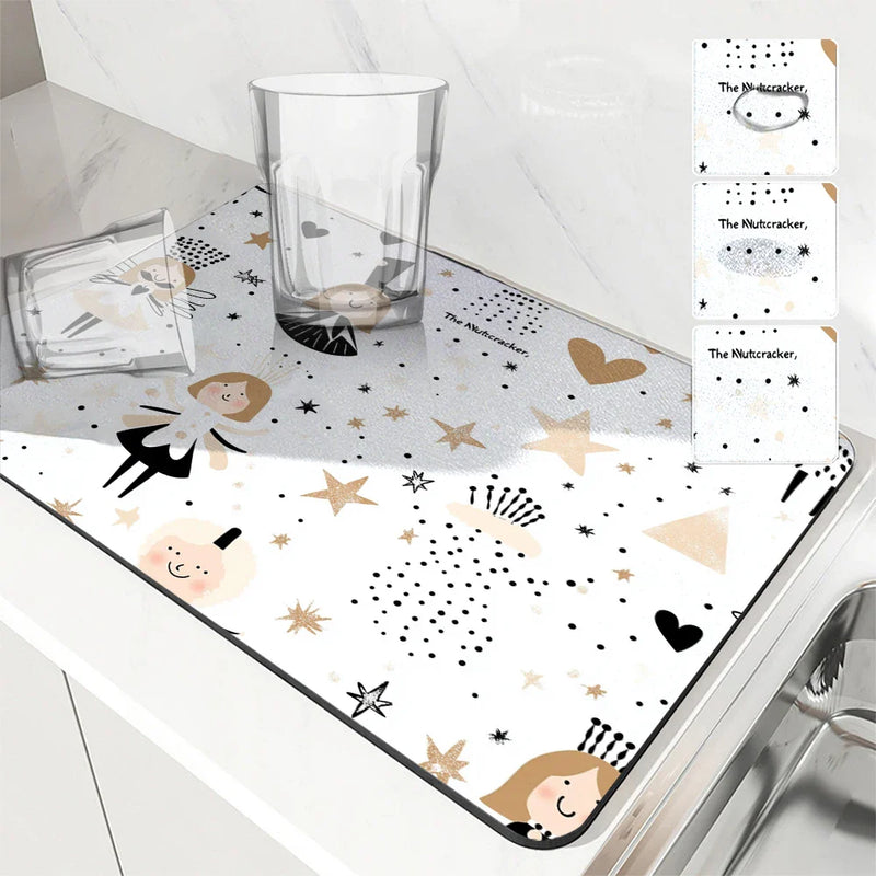 Axyaa Cartoon Girl Stars Polka Dots Kitchen Table Mats