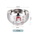Axyaa Kids' Cartoon Stainless Steel Rice Bowl and Soup Bowl Set