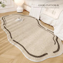 Axyaa Plush Cream Style Bedroom Rug: Irregular Shapes, Thick, Fluffy, Soft, Lounge Mat
