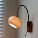 Axya Soot Glass Solid Wood Wall Lamp for Bedroom Study Living Room