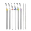 Axyaa Flower Glass Straw Set - 6pcs for Juice Smoothies Milk Party Bar