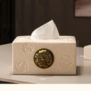 Axyaa Ceramic Tissue Box, Light Luxury Living Room Coffee Table Paper Holder