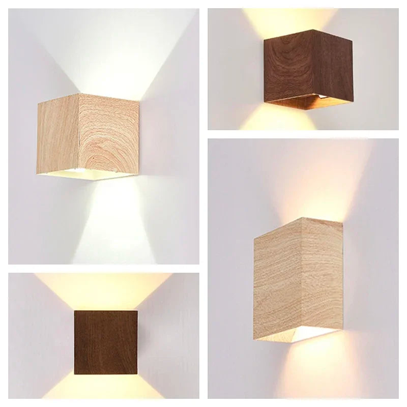 Axyaa Walnut Wood LED Wall Lamp for Room Decor & Lighting
