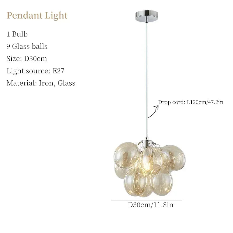 Axyaa Bubble Glass LED Chandelier Lighting for Living Room Home Decor