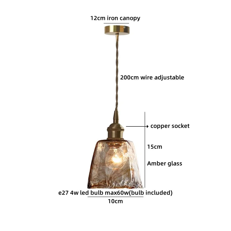Axyaa Clear Glass Copper Iron LED Pendant Chandelier