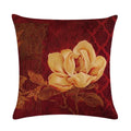 Axyaa Red & White Rose Oil Painting Linen Cushion Cover - Floral Decorative Pillowcase